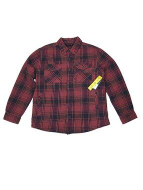 Lee Mens Sherpa Lined Plaid Button-Up Shirt Jacket Shacket Medium Chest Pockets